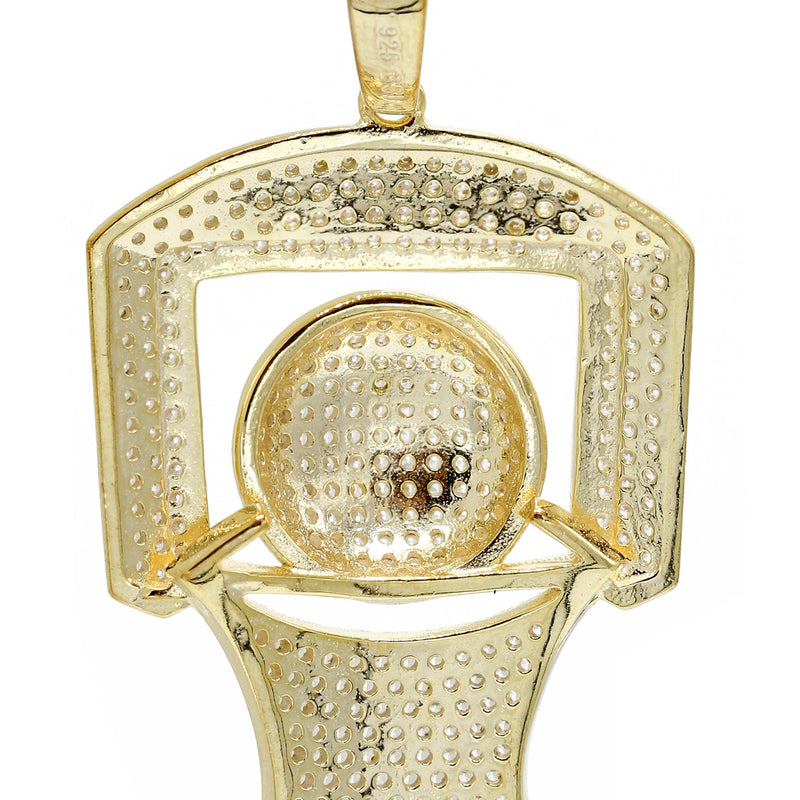 Silver Pendant - Gold Basketball Hoop Pendant | Appx 8.2 Grams