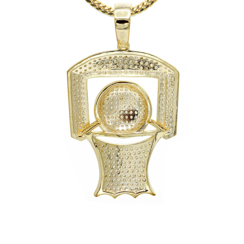 Silver Necklace - Gold Basketball Hoop Necklace | 22.1 Grams