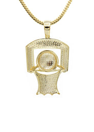 Silver Necklace - Gold Basketball Hoop Necklace | 22.1 Grams