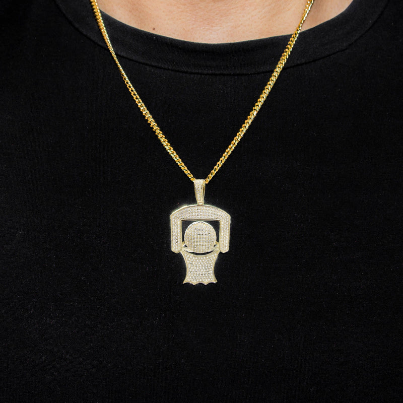 Silver Necklace - Gold Basketball Hoop Necklace | 22.1 Grams