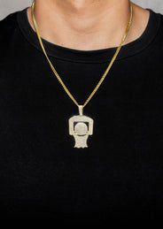 Silver Necklace - Gold Basketball Hoop Necklace | 22.1 Grams