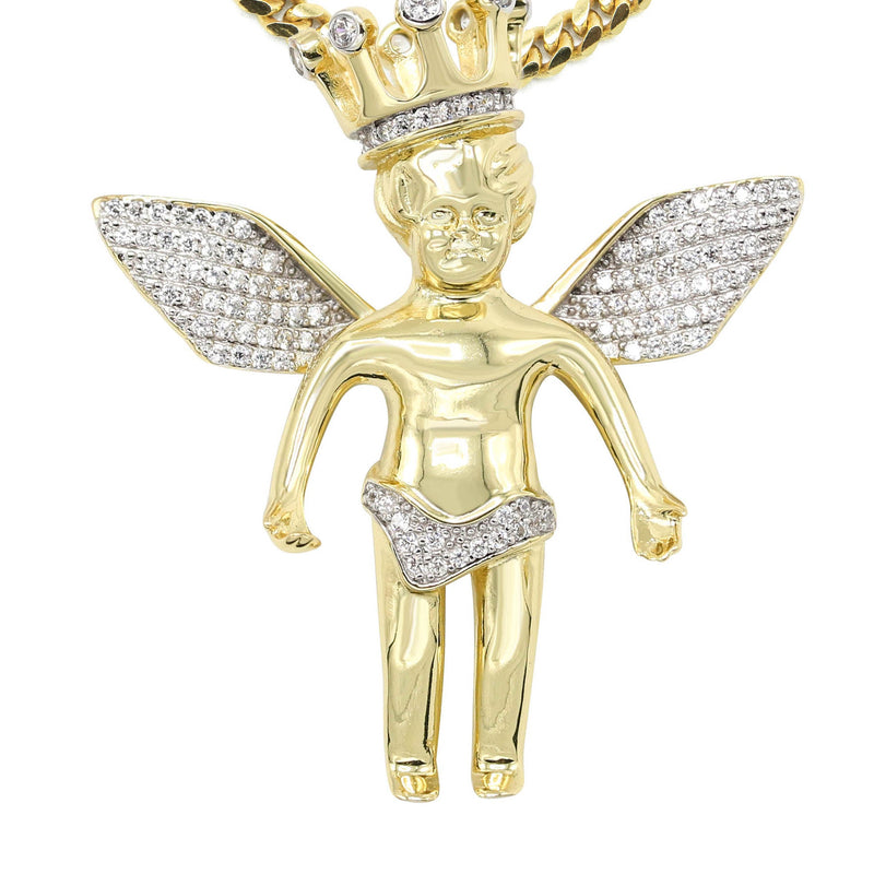 Silver Necklace - Gold Angel Necklace | 41.7 Grams