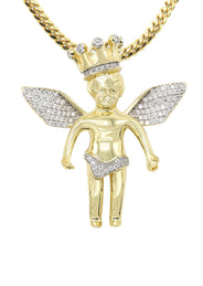 Silver Necklace - Gold Angel Necklace | 41.7 Grams