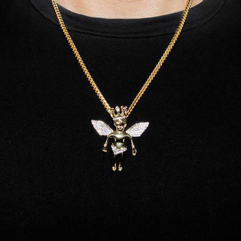 Silver Necklace - Gold Angel Necklace | 41.7 Grams