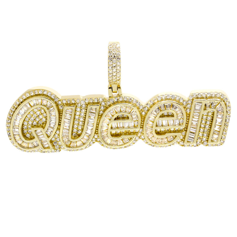 Silver Pendant - Gold QUEEN Pendant | Appx 15.6 Grams