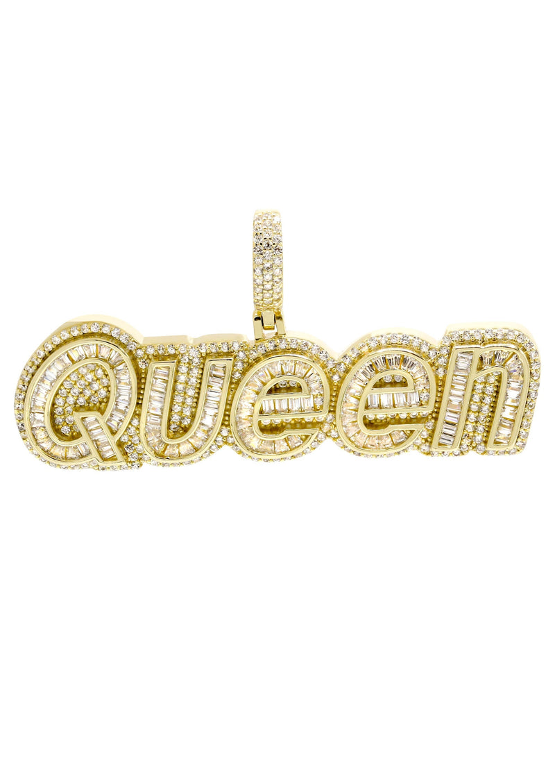 Silver Pendant - Gold QUEEN Pendant | Appx 15.6 Grams