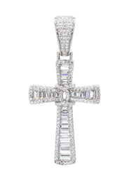 Silver Pendant - Silver Cross Baguette Pendant | Appx 6.7 Grams