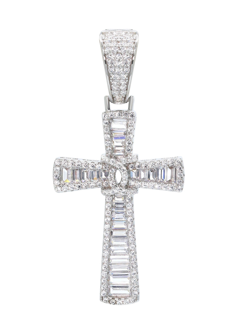 Silver Pendant - Silver Cross Baguette Pendant | Appx 6.7 Grams