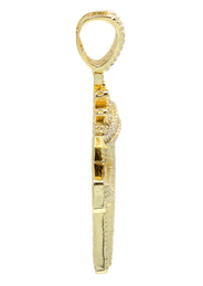Silver Pendant - Gold Crown Cross Baguette Pendant | Appx 9.5 Grams