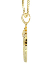 Silver Necklace - Gold Crown Cross Baguette Necklace  | 23.9 Grams