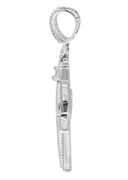 Silver Pendant - Silver Crown Cross Baguette Pendant | Appx 9.4 Grams