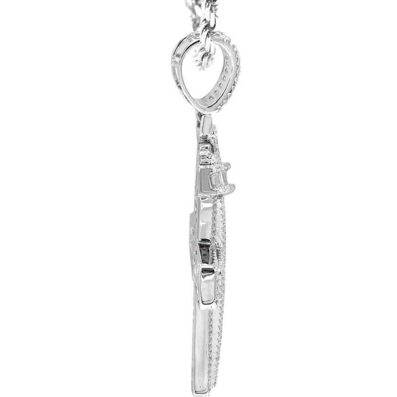 Silver Crown Cross Baguette Necklace | 33 Grams