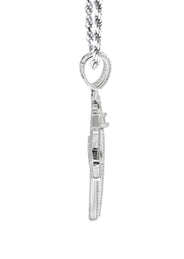 Silver Crown Cross Baguette Necklace | 33 Grams