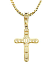 Silver Necklace - Gold Cross Baguette Necklace | 25.4 Grams