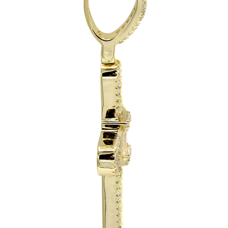 Silver Pendant - Gold Cross Baguette Pendant | Appx 11 Grams
