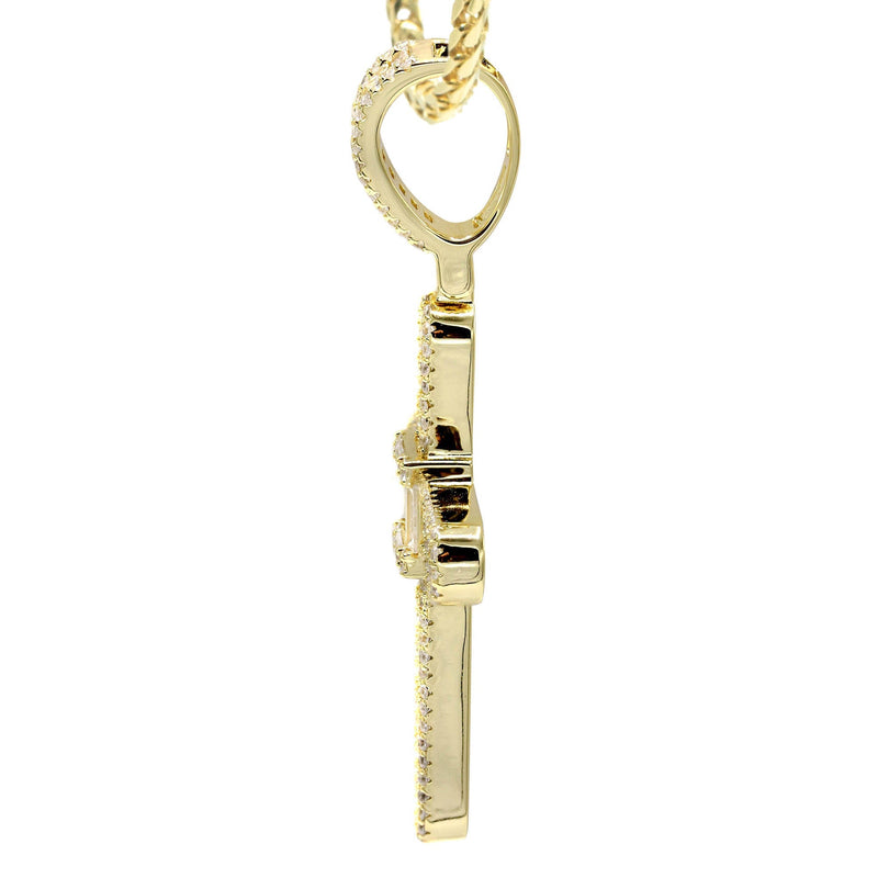 Silver Necklace - Gold Cross Baguette Necklace | 25.4 Grams