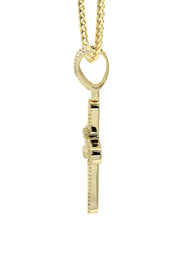 Silver Necklace - Gold Cross Baguette Necklace | 25.4 Grams