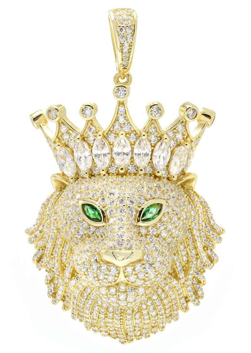 Silver Pendant - Gold King Lion Pendant | Appx 19.4 Grams