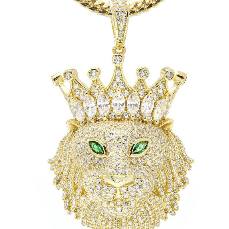 Silver Necklace - Gold King Lion Necklace | 43.1 Grams