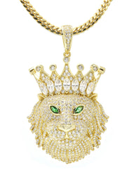 Silver Necklace - Gold King Lion Necklace | 43.1 Grams