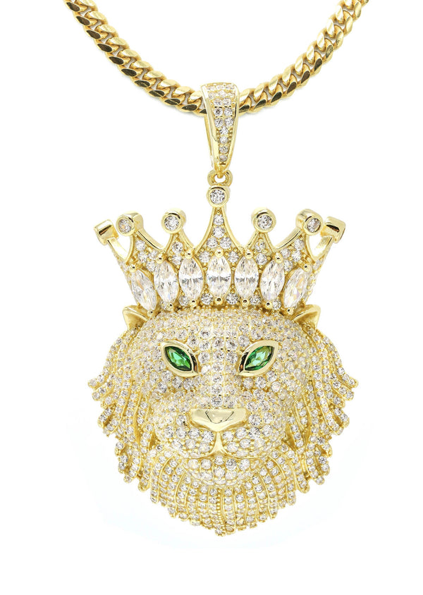 Silver Necklace - Gold King Lion Necklace | 43.1 Grams