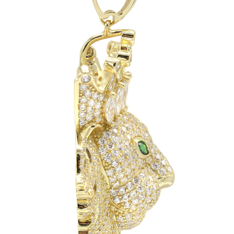 Silver Pendant - Gold King Lion Pendant | Appx 19.4 Grams