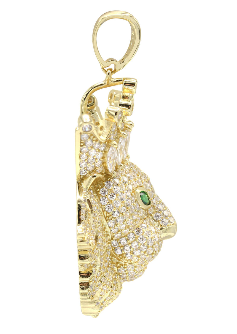 Silver Pendant - Gold King Lion Pendant | Appx 19.4 Grams