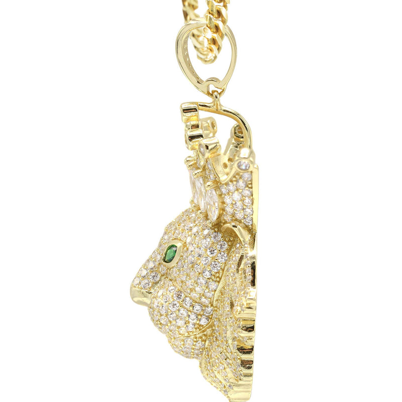 Silver Necklace - Gold King Lion Necklace | 43.1 Grams