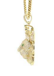 Silver Necklace - Gold King Lion Necklace | 43.1 Grams