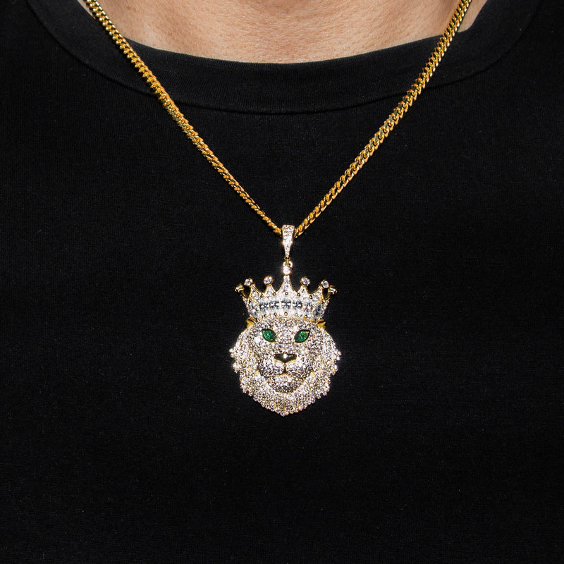 Silver Necklace - Gold King Lion Necklace | 43.1 Grams