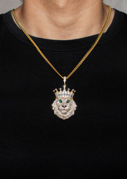 Silver Necklace - Gold King Lion Necklace | 43.1 Grams