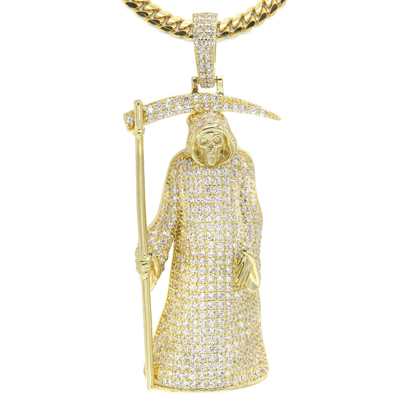 Silver Necklace - Gold Santa Muerte Necklace | 39.2 Grams