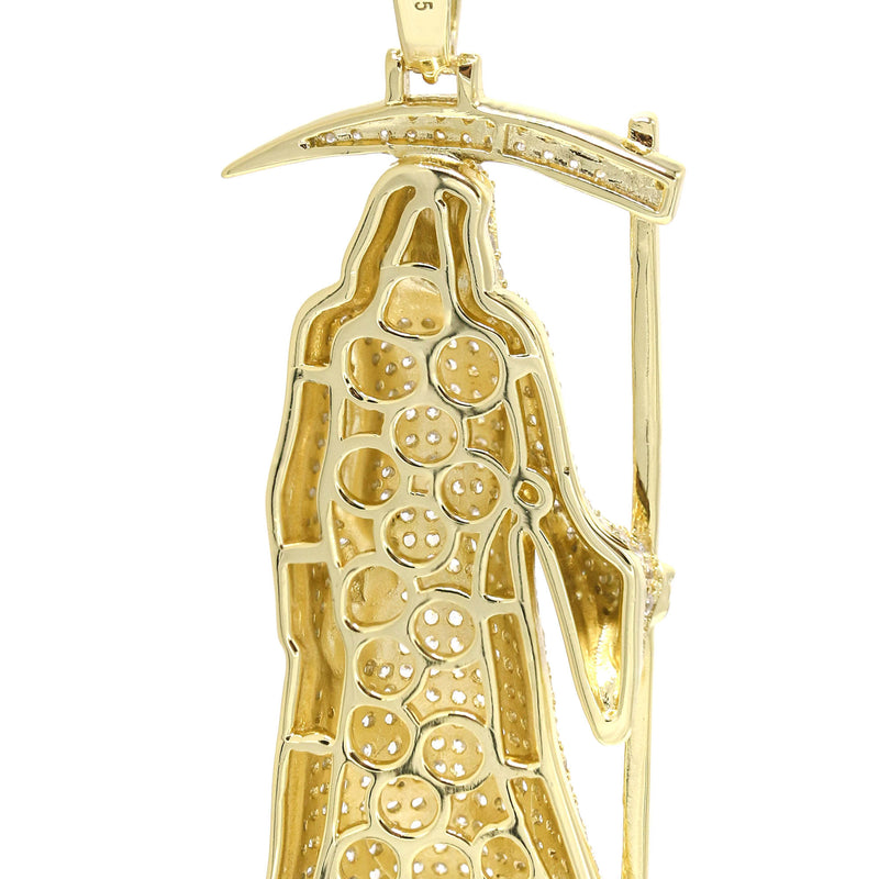 Silver Pendant - Gold Santa Muerte Pendant | Appx 15.5 Grams