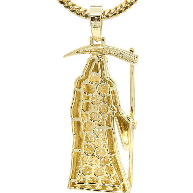 Silver Necklace - Gold Santa Muerte Necklace | 39.2 Grams