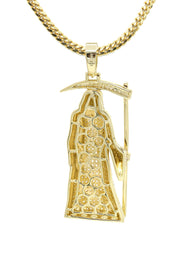 Silver Necklace - Gold Santa Muerte Necklace | 39.2 Grams