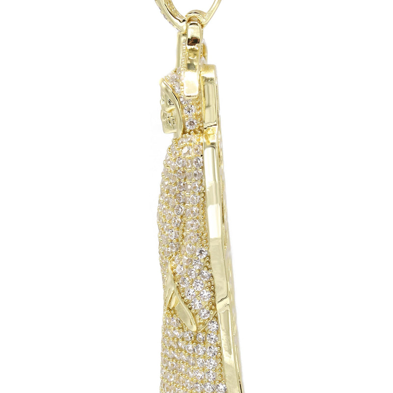 Silver Pendant - Gold Santa Muerte Pendant | Appx 15.5 Grams