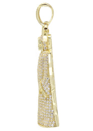 Silver Pendant - Gold Santa Muerte Pendant | Appx 15.5 Grams