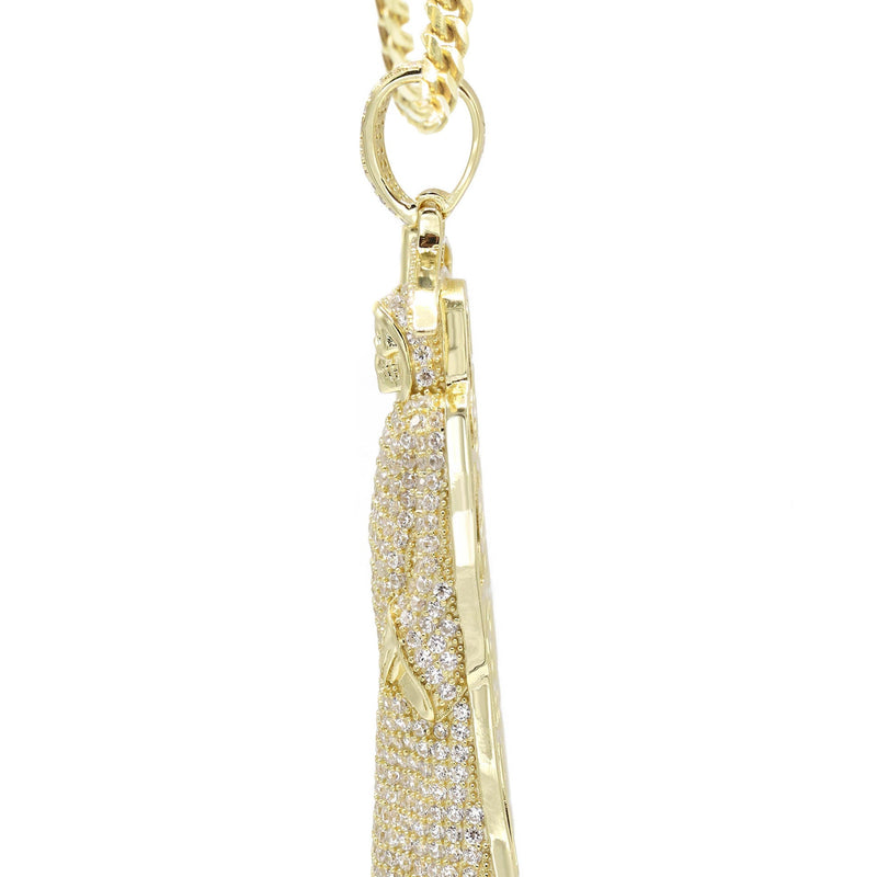 Silver Necklace - Gold Santa Muerte Necklace | 39.2 Grams