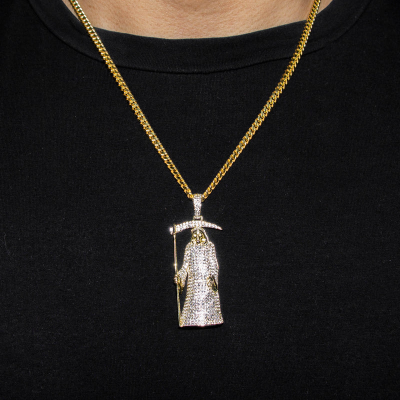 Silver Necklace - Gold Santa Muerte Necklace | 39.2 Grams