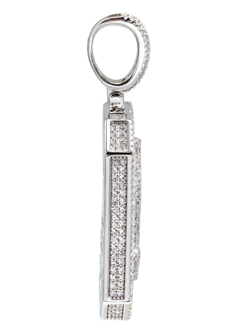 Silver Pendant - Silver Baguette Money Sign Dog Tag Pendant | Appx 16.6 Grams
