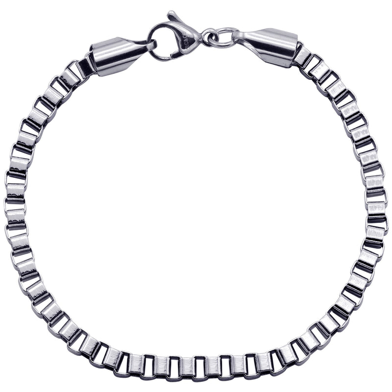 White Gold Plated Box Bracelet