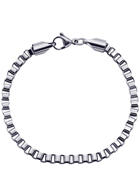 White Gold Plated Box Bracelet