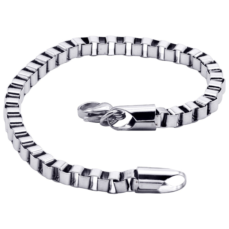 White Gold Plated Box Bracelet