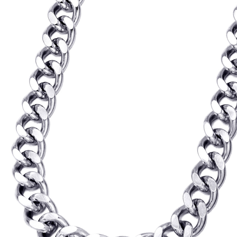 White Gold Plated Mens Cuban Curb Chain