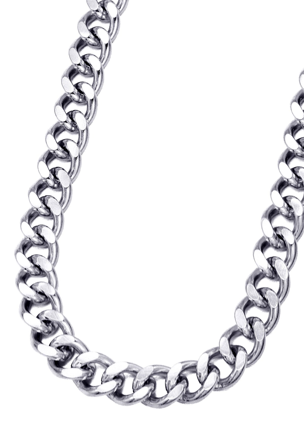 White Gold Plated Mens Cuban Curb Chain