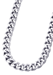 White Gold Plated Mens Cuban Curb Chain