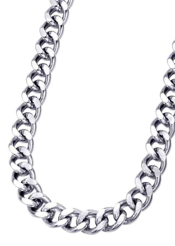 White Gold Plated Mens Cuban Curb Chain