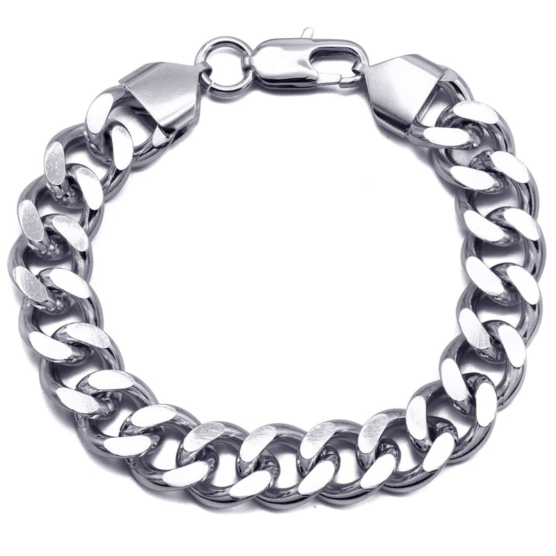 White Gold Plated Cuban Curb Bracelet