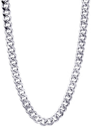 White Gold Plated Mens Cuban Curb Chain