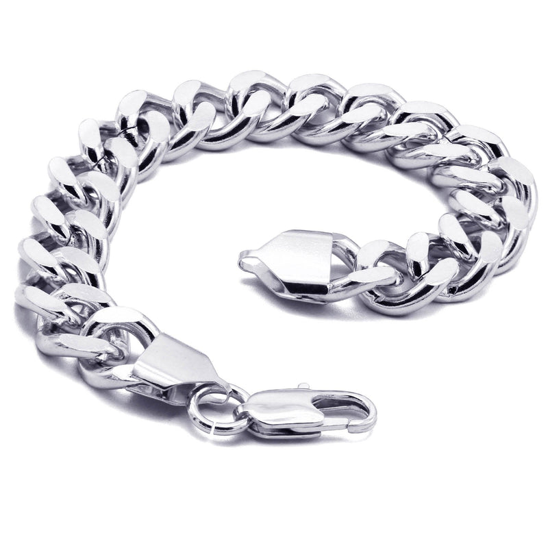 White Gold Plated Cuban Curb Bracelet